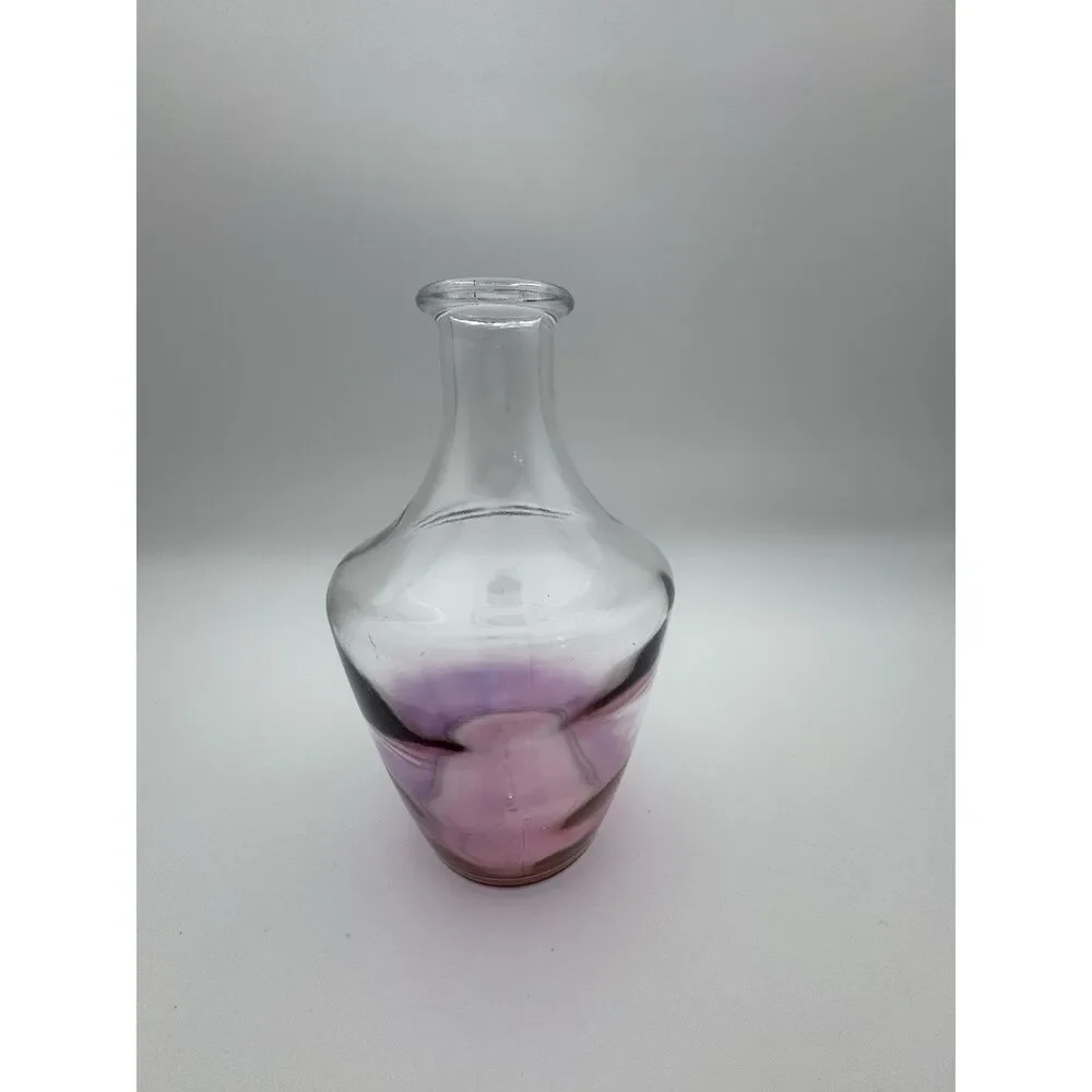 VTG Art Glass Bud Vase Small Swirl Ombre Clear Made in France 6.25 Inch